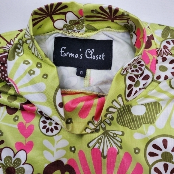 Emma's Closet Lime Pink Floral Boho Tunic Dress S - Picture 7 of 16